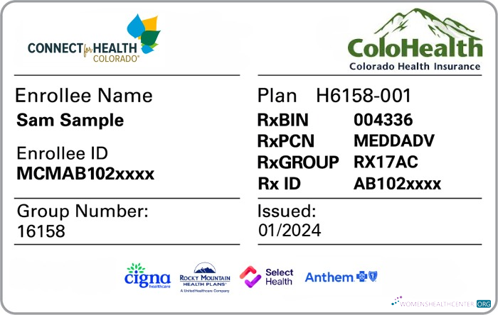 Download Colorado health insurance card Photoshop template